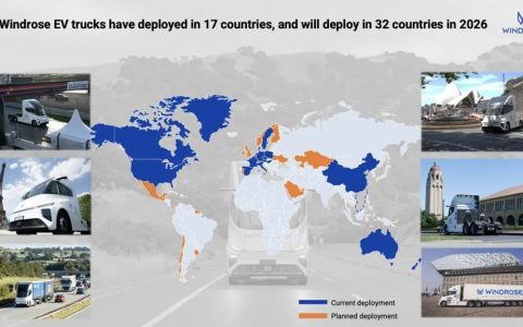 苇渡Windrose 670km长续航纯电重卡率先拿下北美市场“全通行证”